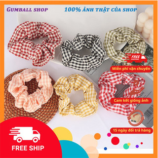 Dây buộc tóc caro, scrunchies chun cột tóc hoạ tiết kẻ caro, chất vải dày dặn phong cách Hàn Quốc