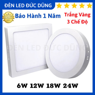 Đèn Ốp Nổi Trần 6W /12W /18W /24W Tròn Vuông, Đèn Led Ốp Trần Phòng Khách Siêu Sáng (Trắng/ Vàng/ 3 Chế Độ)