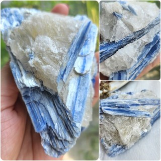 đá thô cụm xanh kyanite lấp lánh