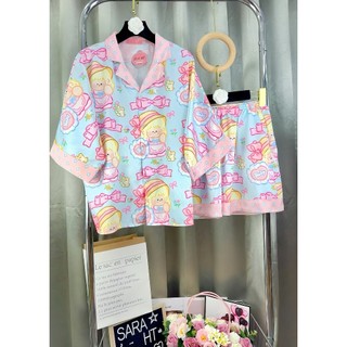 PYJAMA NỮ LỤA XƯỚC HÌNH DỄ THƯƠNG CÁNH DƠI - đồ bộ mặc nhà