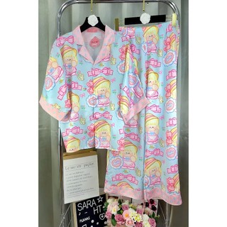 PYJAMA NỮ LỤA XƯỚC HÌNH DỄ THƯƠNG CÁNH DƠI - đồ bộ mặc nhà