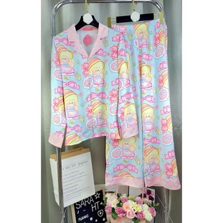 PYJAMA NỮ LỤA XƯỚC HÌNH DỄ THƯƠNG CÁNH DƠI - đồ bộ mặc nhà