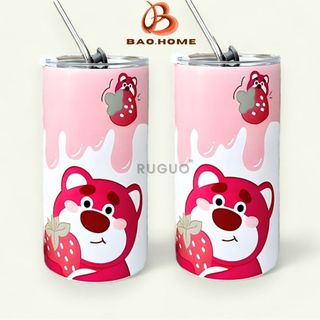 Ly Giữ Nhiệt Gấu Dâu Losto, Cốc Giữ Nhiệt Inox 304 Kèm Ống Hút Tiện Lợi, Dung Tích 700ml - Darling Home
