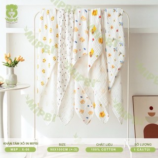 Khăn Tắm Nhăn Xô MIPBI 6 lớp siêu mềm cho bé 90*100cm -X06