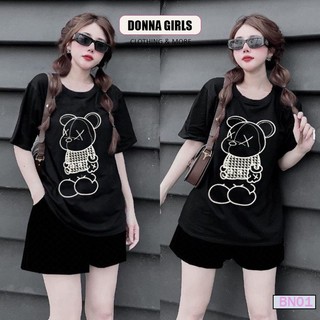 Bộ Ngủ Nữ Pizama Free Size dưới 65kg Kute Mềm Mại In Hoạ Tiết Gấu DONNAGIRLS BN01