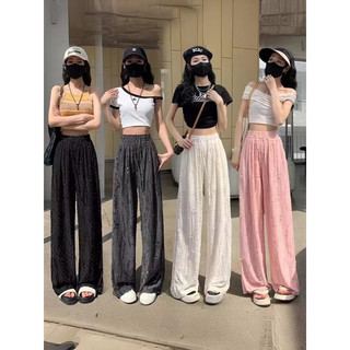 Quần Suông Nữ Dáng Dài Chất Cotton Cào Rách 2 lớp Gắn Đá Cao Cấp Hàn Quốc JUDIE.Closet