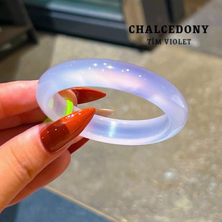 Vòng tay bản đũa Chalcedony tím violet size 50 đến 58mm