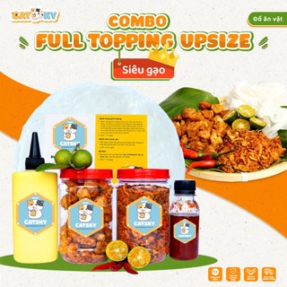 Bánh tráng phơi sương CATSKY FOOD combo bánh tráng đồ ăn vặt - Bơ béo + Tóp Mỡ + Ruốc Tép + Sốt Tắc 