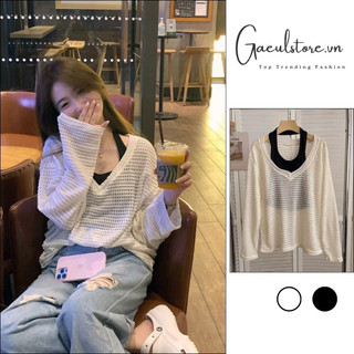 Gaeul store -set áo lưới kèm yếm oversize
