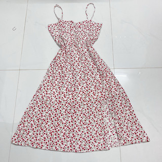 Đầm hoa 2 dây xẻ tà (thanh lý ký gửi)