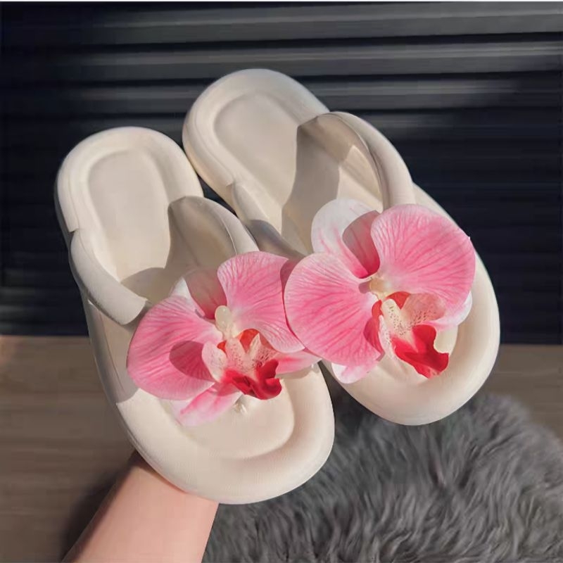 Dép Kẹp EVA Đính Hoa Lan Hồ Điệp Đi Biển