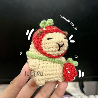 Móc khóa len capybara dâu tây kèm phụ kiện siêu dễ thương- quà tặng handmade