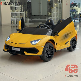 Ô tô điện trẻ em 4baby.vn bdq019 2 ghế, vô lăng lệch, bánh cao su, ghế đệm da, bản quyền hãng