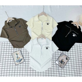 Áo Baby Tee polo cổ bẻ trơn chữ R Borip MIU MIU Quảng Châu L1 Co Dãn 4 Chiều - Dư Tú Lệ Shop