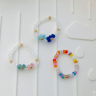 Nhẫn handmade hạt cườm phối hoa nhiều màu