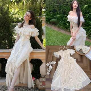 Mèo Mỡ Bigsize— Đầm ren tay lỡ trễ vai tua rua dáng xẻ tà thiết kế bigsize 60-90kg