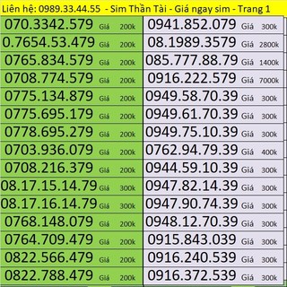 Sim Thần Tài - Sim trả trước - Đủ 3 nhà mạng chính Vinaphone Mobifone Viettel