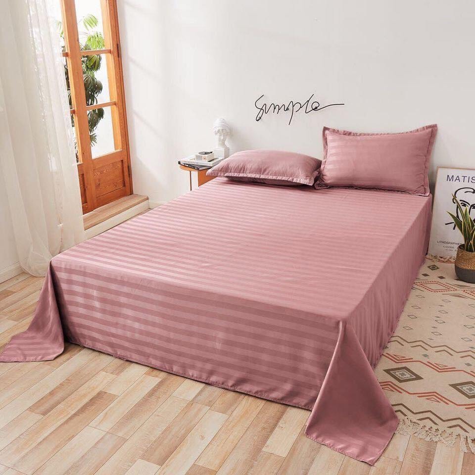 Bộ ga gối cotton kẻ sọc 3f LING BEDDING ga chuyên dùng khách sạn decor phòng ngủ vintage đủ size nệm
