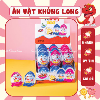 Trứng King Egg socola kèm đồ chơi, bánh quy viên chấm kem socola