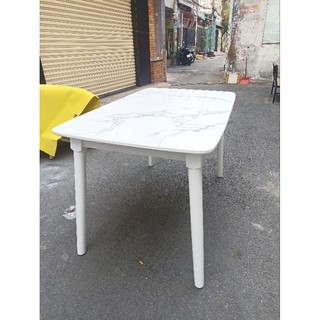 Bàn ăn mặt Bàn giả đá khung Bàn gỗ cao su chân tròn gỗ nguyên khối chắc chắn.🚀 Shop hoả tóc HCM
