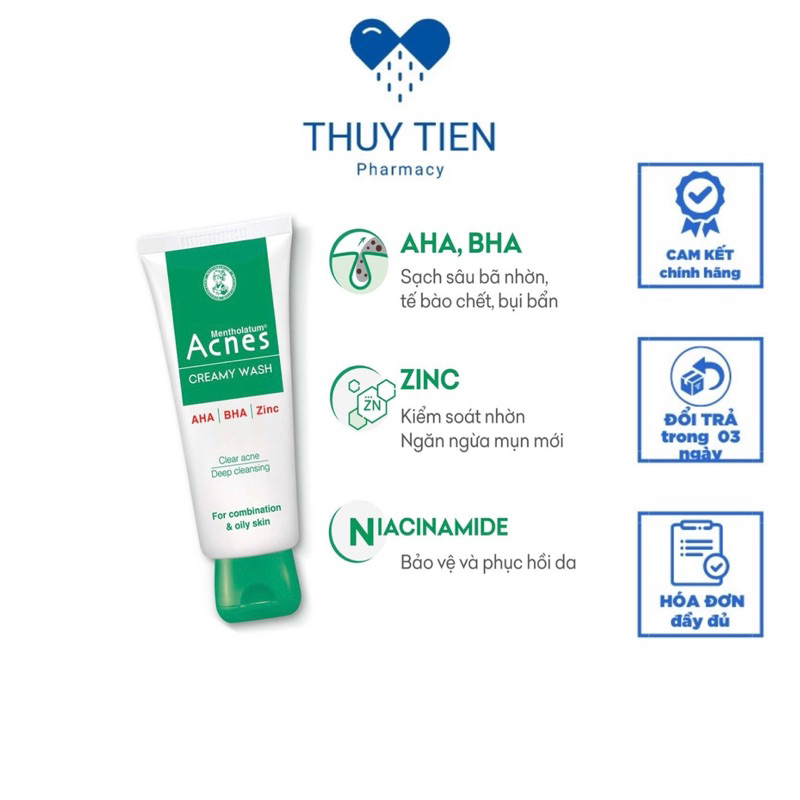 Sữa rửa mặt ngăn ngừa mụn Acnes Creamy Wash 100g