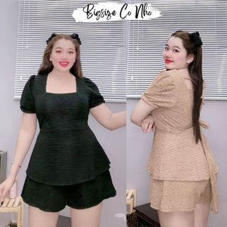 Set đồ bộ bigsize nữ tiểu thư bánh bèo thắt nơ ôm eo cho nàng chuppy 58-95kg-SET52