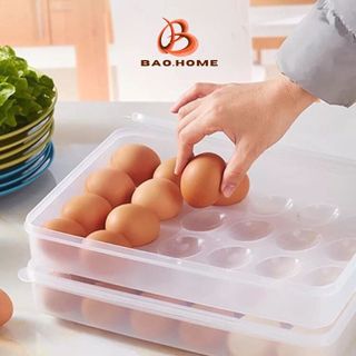 Hộp Đựng Trứng 24 Quả Có Nắp Đậy, Hộp Để Thực Phẩm Trong Tủ Lạnh Có Nắp Đậy Tiện Lợi  - Darling Home