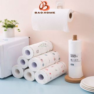  Cuộn Giấy Lau Tay, Lau Nhà Bếp In Họa Tiết Trắng Đa Năng