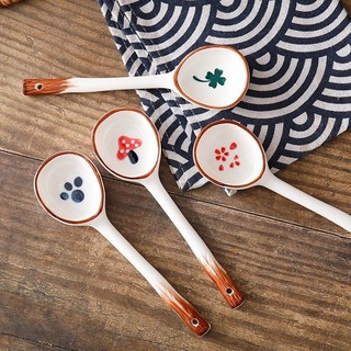 Thìa súp, muỗng ăn cơm, thìa gốm sứ cán dài decor