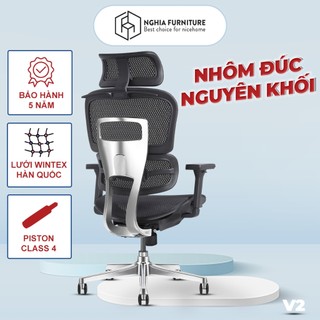 Ghế công thái học Nghia Furniture Caster, Lưới Wintex Hàn Quốc, Piston Class 4, Bảo hành 5 năm