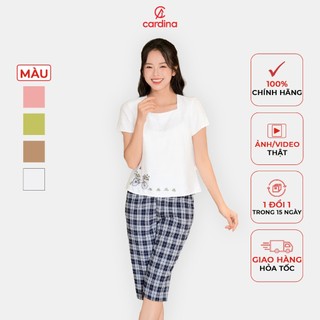 Đồ bộ nữ CARDINA chất liệu đũi bamboo cổ vuông form basic kiểu dáng đơn giản thoải mái trẻ trung 4BDL05 