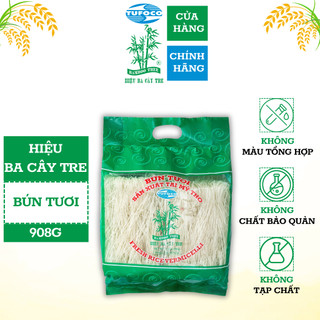 BÚN TƯƠI HIỆU BA CÂY TRE (908 GRAM) GÓI LỚN, GIỐNG SỢI BÚN TƯƠI SAU KHI TRỤNG, KHÔNG NỞ TRƯƠNG PHÌNH, AN TOÀN SỨC KHỎE