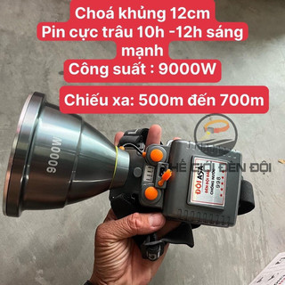 Đèn đội đầu Asa998- choá nhôm 12cm-CHIẾU XA 500m- hiển thị % pin