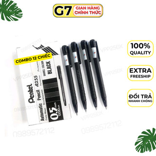 Hộp 12 bút chì kim Pentel, bút chì bấm A255