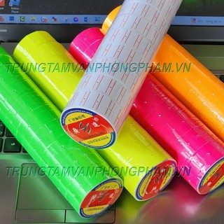 Cây 10 cuộn giấy nhãn bấm giá tiền, giấy nhãn dán giá màu