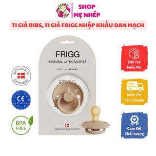 Ti giả Bibs, ti giả Frigg nhập khẩu Đan Mạch núm tròn chất cao su mềm mại an toàn tặng kèm vỏ sò