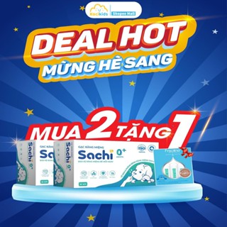 Gạc rơ lưỡi Sachi thành phần tự nhiên, làm sạch, kháng khuẩn bảo vệ nướu răng miệng cho bé - Hộp 30 gói