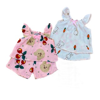 (9-16kg) Đồ bộ bé gái 8 đến 16 kg vải đũi xô Muslin QATE751 QATE906 - bộ 2 dây bé gái xinh xắn TB261