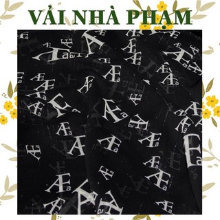VẢI VOAN TƠ GÂN DỆT KIM HỌA TIẾT CHỮ NỀN ĐEN-KHỔ 1.5M-VẢI NHÀ PHẠM