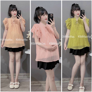 Áo bầu cánh tiên tơ nhăn 2 lớp