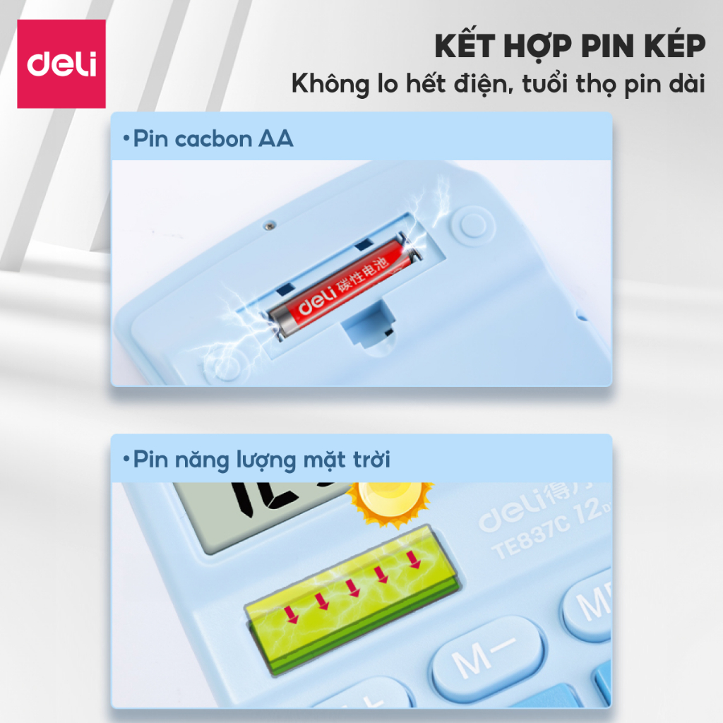 [🔥VOUCHER 20%] Máy Tính Cầm Tay Tính Tiền Để Bàn 12 Số Deli Chất Lượng Cao Màn Hình LCD Dùng Cho Kế Toán | BigBuy360 - bigbuy360.vn