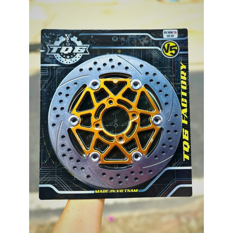 đĩa Tq6 267mm v5 4 lỗ thông dụng - lòng nhôm khoen inox