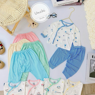 Bộ dài tay bé trai bé gái sơ sinh từ 0-9 tháng chất petit mềm mại co dãn bốn chiều thấm hút mồ hôi D02