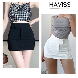 Chân váy ôm body nữ Haviss chất Umi Hàn co giãn ôm vòng 3 hai màu đen trắng có quần bảo hộ thời trang nữ năng động