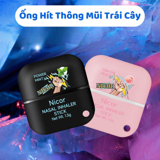 Ống hít mũi nicor 2 đầu hương trái cây, hít mũi làm sạch mũi thông thoáng mũi hơi thở thơm mát