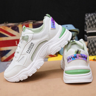 [ VIDEO CẬN CHẤT] (TẶNG VỚ)  7 Giày sneaker nữ chất liệu Pu Fashion xanh phối đi êm chân