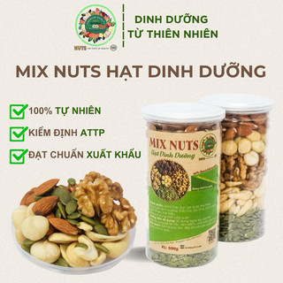 Hạt dinh dưỡng mix 5 loại hạt óc chó vàng, hạnh nhân, hạt điều, hạt bí xanh, nhân hạt macca sấy nguyên vị