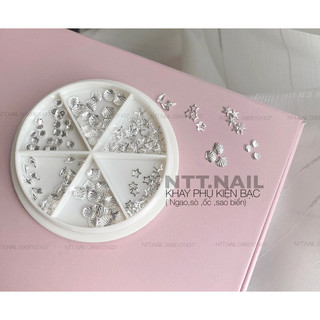 Khay phụ kiện bạc trang trí nail