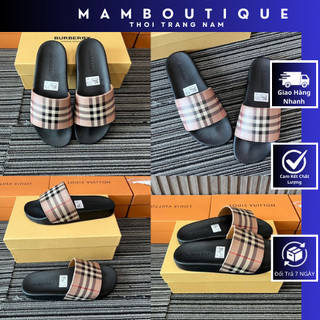 Dép nam bbr quai da kẻ ô full box . dép bbr nam quai ngang đế đúc mới nhất 179