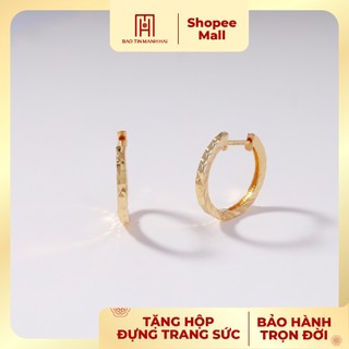Bông tai vàng 10k bảo tín mạnh hải dáng khoen tròn thiết kế phay phong cách ý đơn giản, tinh tế pybtv10kd0-204009